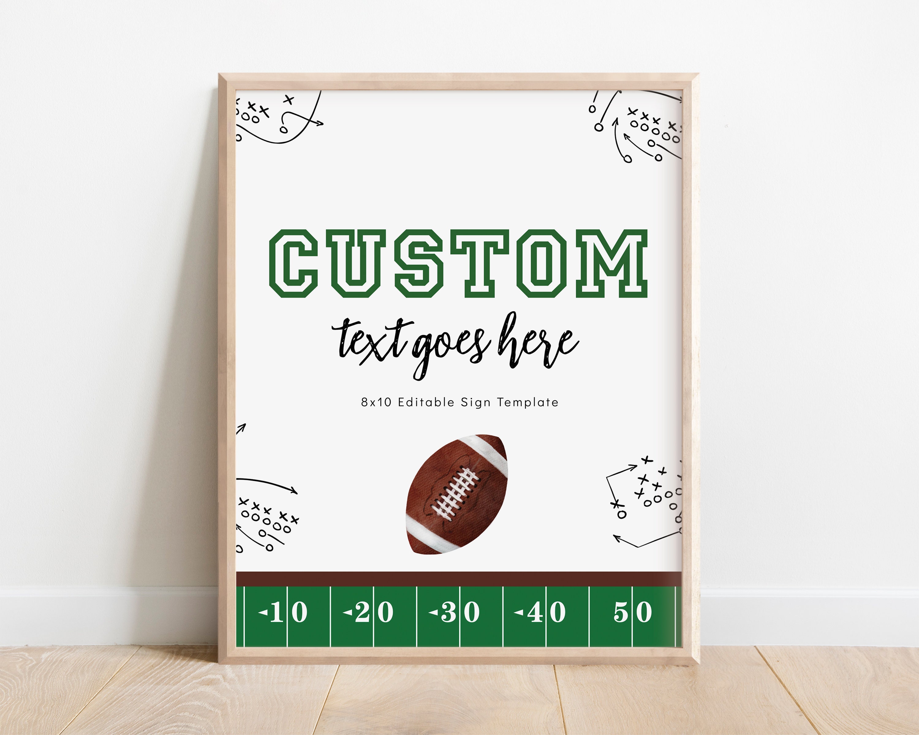 First Year Down Birthday Sign - Football Party Sign - Football Birthday Party - First Year Down Custom Sign - EDITABLE Template - DIY