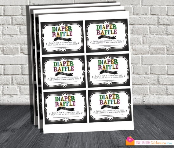 Diaper Raffle Printable Kit - Includes Sign and Diaper Raffle Tickets - Chalkboard - Baby Shower Game - Diaper Shower - INSTANT DOWNLOAD Il_570xn
