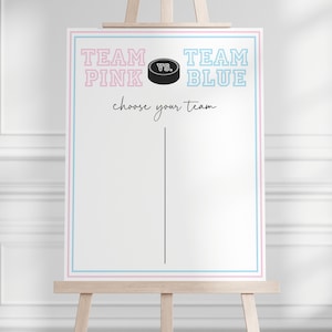 Hockey Gender Reveal Game - Cast Your Vote - Choose Your Team - Team Blue vs Team Pink - Baby Shower Tally - Printable - INSTANT DOWNLOAD