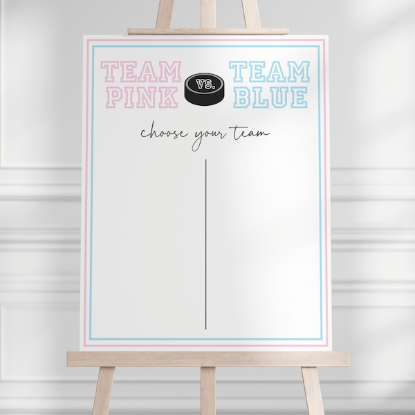 Hockey Gender Reveal Game - Cast Your Vote - Choose Your Team - Team Blue vs Team Pink - Baby Shower Tally - Printable - INSTANT DOWNLOAD