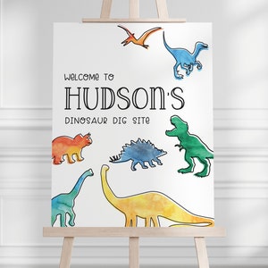 Dinosaur Party Sign - Entrance - Dinosaur Birthday Welcome Sign - Poster - T Rex - Wall Decoration - EDITABLE - DIY