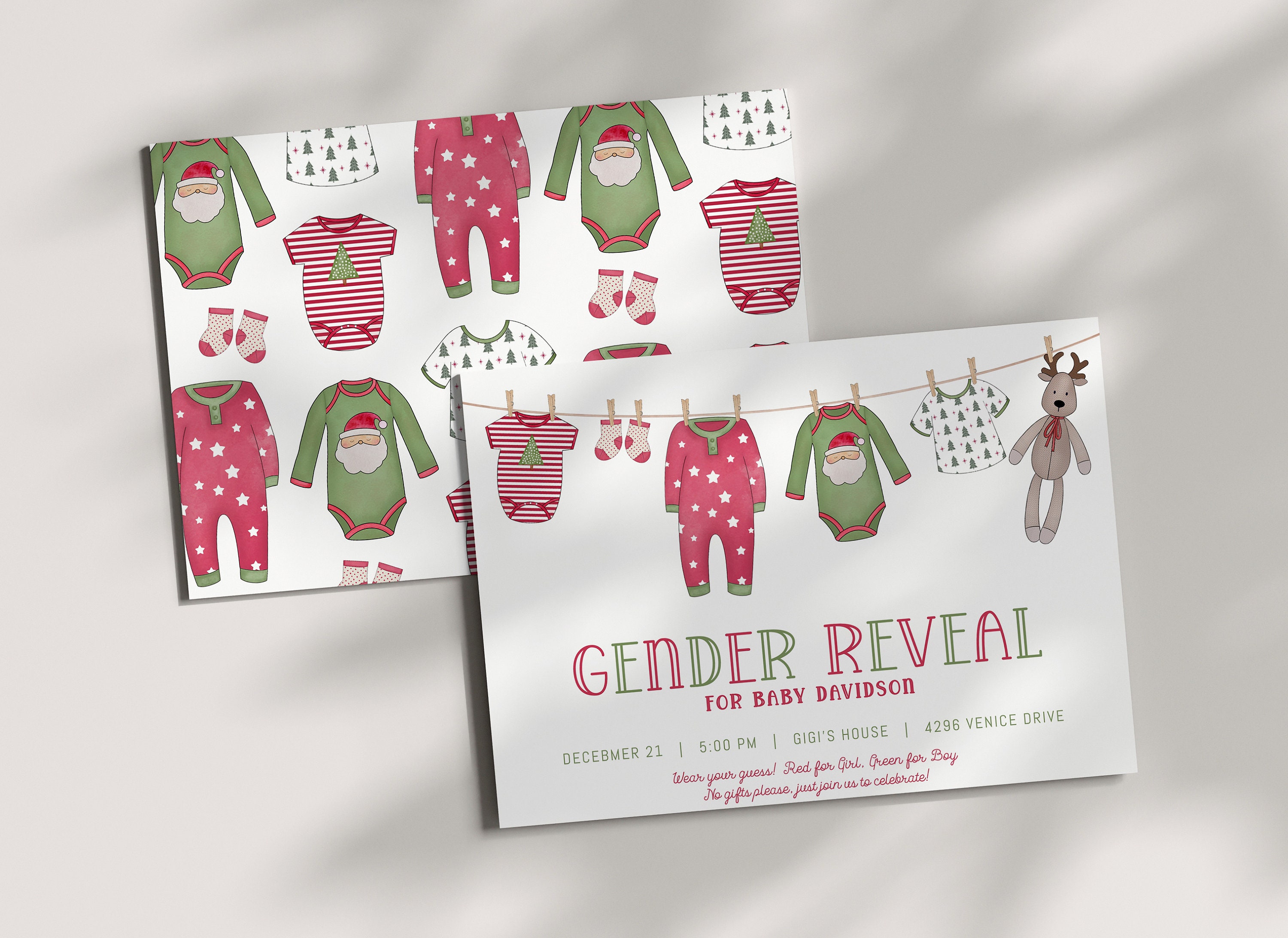 Christmas Gender Reveal Party - Holiday Gender Reveal Party Invitation ...