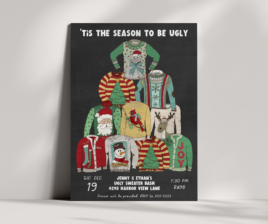 Ugly Sweater Invite - Ugly Christmas Sweater Party Invitation - Holiday ...