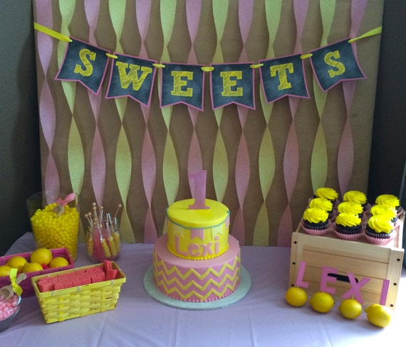 Pink Lemonade Banner - Pink - Yellow - Chalkboard - Sweets - Dessert - PRINTABLE - INSTANT DOWNLOAD Il_570xn