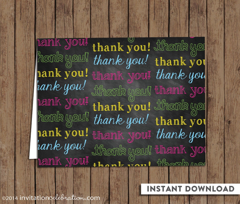 Chalkboard Thank You Card PRINTABLE Digital Includes | Etsy