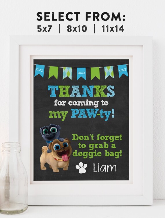 Puppy Dog Pals Party Sign - PRINTABLE - Choose Size - Doggie Bag Sign - Personalized Puppy Dog Pals Party Sign - Puppy Dog Pals Favor Sign Il_570xn