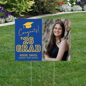 Large Graduation Yard Sign With Photo - Outdoor Yard Sign - Senior Sign ...