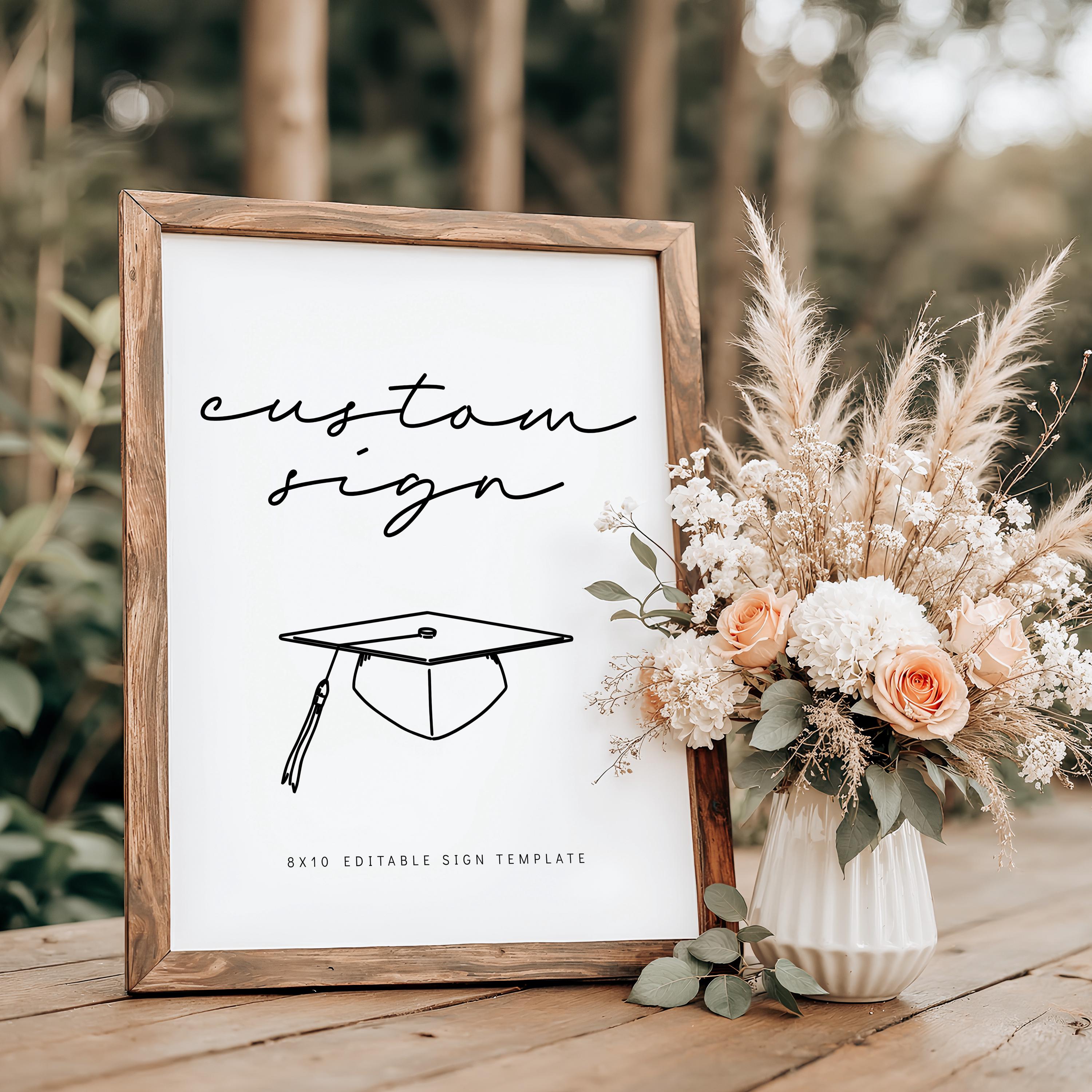 Graduation Mini Sign Editable Graduation Sign - Minimalist, Corjl Editable Template, 8x10 ...