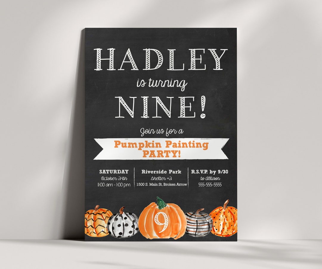 Pumpkin Painting Party - PRINTABLE - Art Party - Pumpkin Birthday ...