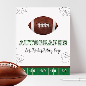 Handtekening voetbal voetbal - First Down voetbal verjaardagsfeestje - handtekening - Sign a Football - afdrukbare digitale 8 x 10 - INSTANT DOWNLOAD