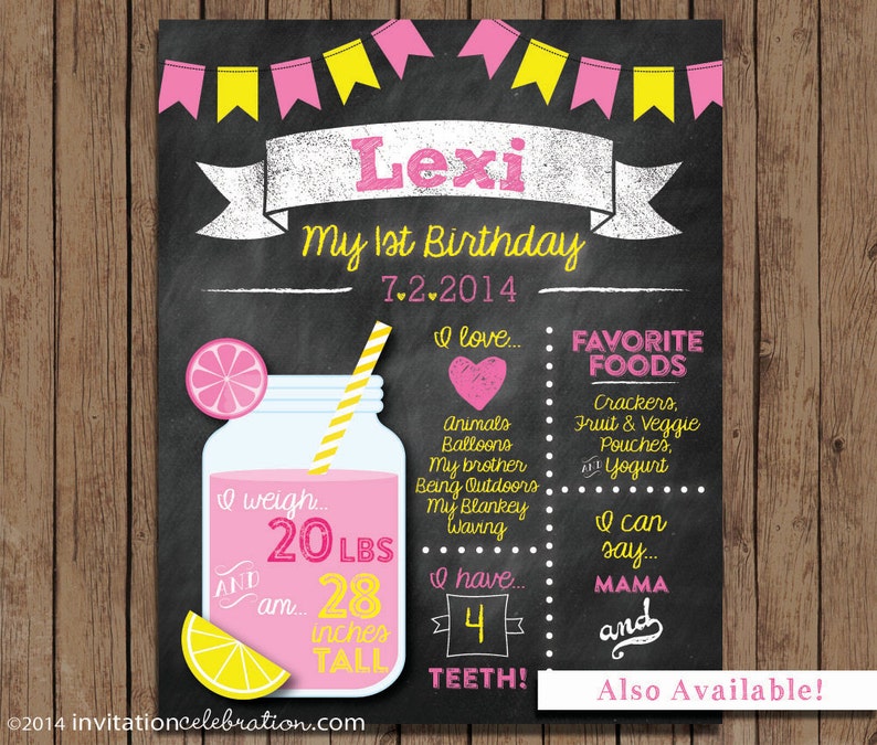 Pink Lemonade Chalkboard Sign PRINTABLE Mason Jar Favor Etsy