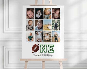 First Down Birthday Photo Board, 12 Month Picture Display, 1st Birthday Football Poster, 1st Year Down, First Birthday Hall of Fame ONE