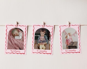 Editable Girls Just Wanna Be ONE Photo Banner, 12 Month Pink Bow First Birthday Decor