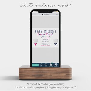 Golf Gender Reveal Party Invitation - Golf Ball - Baby Shower - Pink and Navy - Girl or Boy - Digital - EDITABLE - DIY image 4