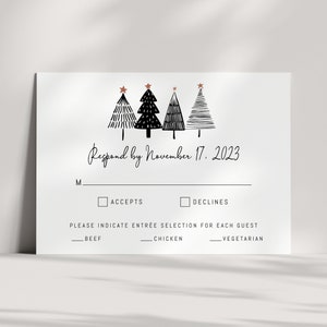 RSVP-kaart kerstfeest - minimalistisch zwart-wit - RSVP-briefkaart kerstfeest - Work Company Christmas - zakelijk - bewerkbaar