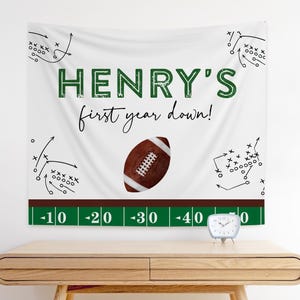Fondo de primer año de fútbol, fondo de fútbol, letrero personalizado para el primer cumpleaños, decoraciones para fiestas de fútbol, pancarta de primer año de fútbol, envío GRATIS a EE. UU.
