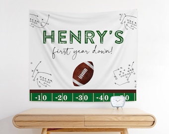 Personalized Football First Birthday Backdrop | First Year Down Banner | Any Age
