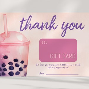 Boba Tea Gift Card Holder - Bubble Tea - Teacher Appreciation - Thank You Gift - Milk Tea Lover - Printable - INSTANT DOWNLOAD