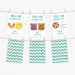 Valentijnskaarten voor de klas - Kinderen PRINTABLE - Perfect Paar - Melkkoekjes - Pindakaasgelei - Jij en ik gaan samen - Bewerkbaar sjabloon