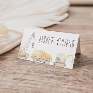 Construction Party Food Tent Card - Personalized Folded Buffet Card, Label, Custom Construction Birthday Decor  EDITABLE Corjl Template