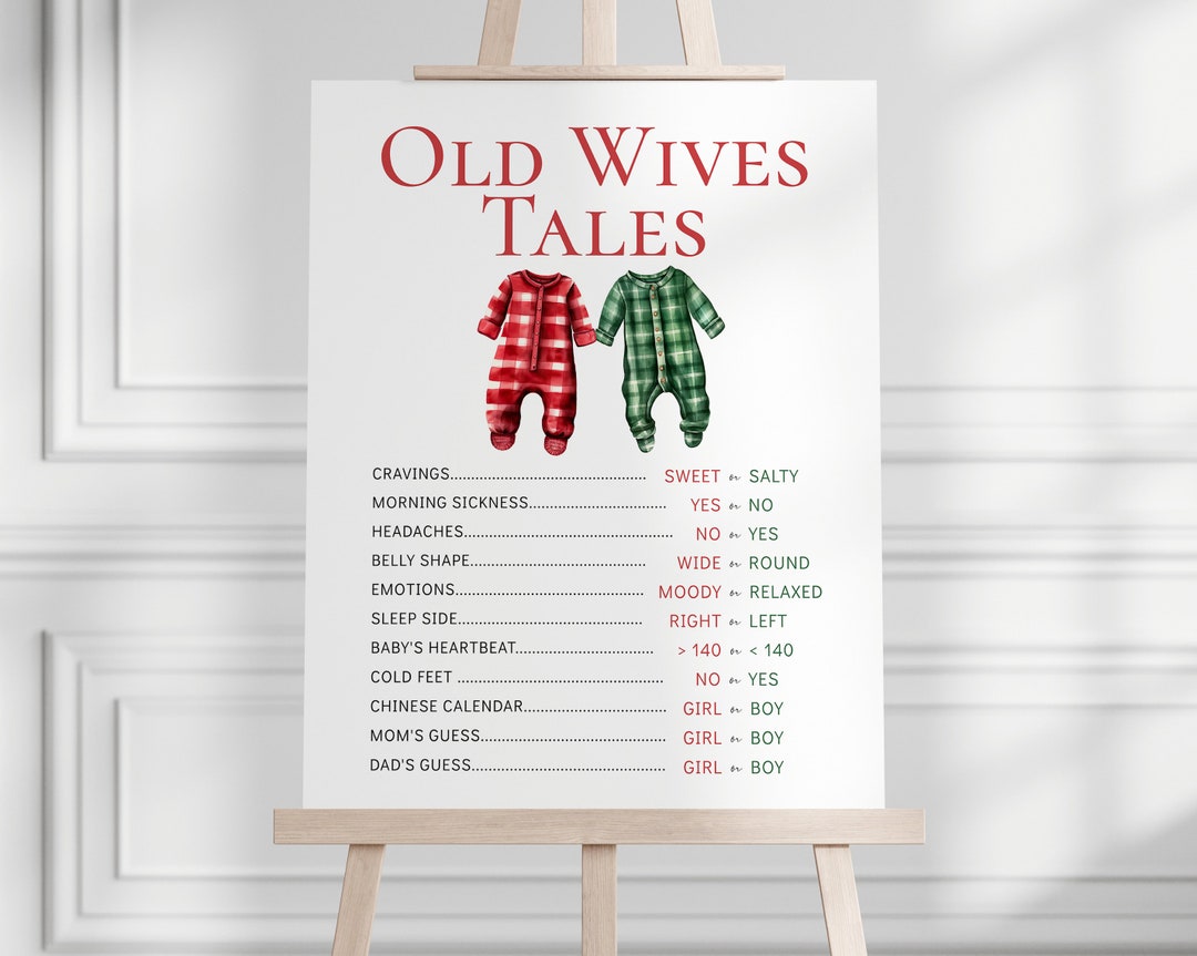 Christmas Gender Reveal Game - Old Wives Tale - Baby Christmas Pjs ...
