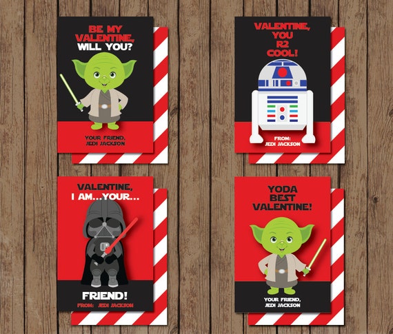 Printable Digital Star Wars Valentines Day Cards Yoda Darth Vader