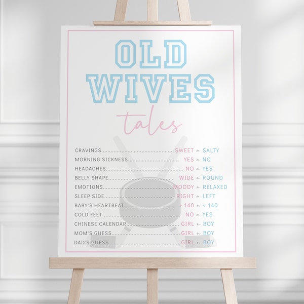 Hockey Gender Reveal Game - Old Wives Tales - Ice Hockey Baby Predictions - Pink or Blue, Baby Shower Guessing Game - INSTANT DOWNLOAD