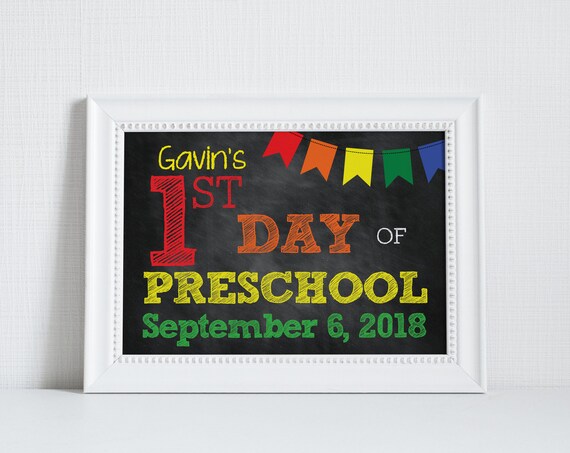 First Day of School NAME and DATE - School Sign - Back to School Sign - 1st Day Printable First Day Poster - Chalkboard - Rainbow - 8.5 x 11 Il_570xn