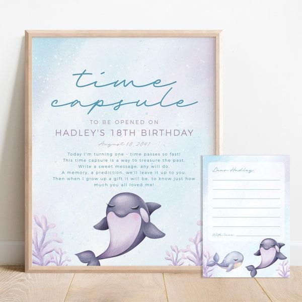 ONEder the Sea Time Capsule - Orca Under the Sea Birthday Party Prediction - Template - DIY - EDIT YOURSELF