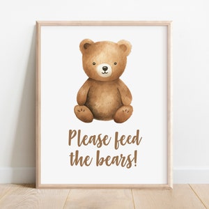 Feed the Bears Sign - Teddy Bear Birthday Party Decor - Two Sizes - Printable Digital File - INSTANT DOWNLOAD - Ready to Print