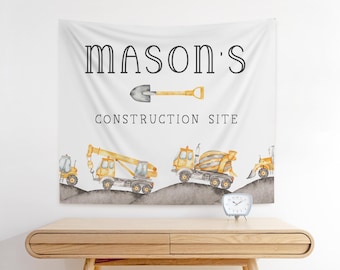 Construction Party Backdrop - Construction Party Decorations - Construction Birthday Banner - Personalized - FREE US Shipping