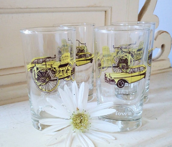 Mid Century Style Drinking Glasses Ford Car Drinking Glasses Retro