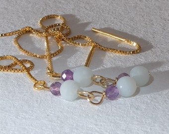 Amethyst & Matte Amazonite Threader Earrings, 18K Gold Vermeil