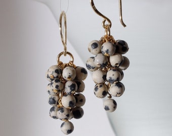 Pendientes de uvas Frosted Jasper