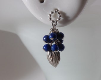 Handmade in Denmark, Tiny Lapis lazuli cluster stud earrings with 925 sterling silver ear stud