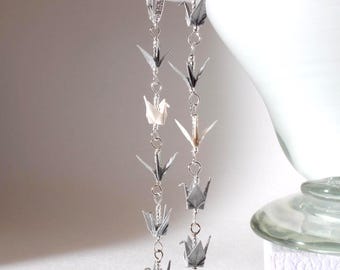 Handmade in Denmark, Origami Crane Wedding 925 Serling Silver Lever Back Earrings