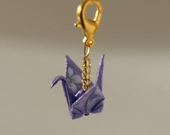 Breloque grue en origami - Violet lavande