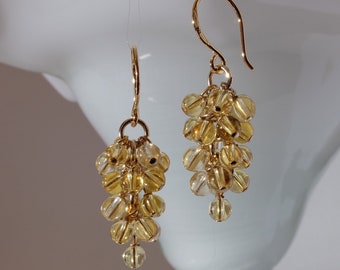 AAA citrine grapes earrings with 24K gold on 925 sterling silver ear wire