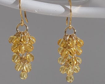 AAA Citrin Trauben Ohrringe mit 24K Vergoldung auf 925 Sterling Silber Ohrhaken