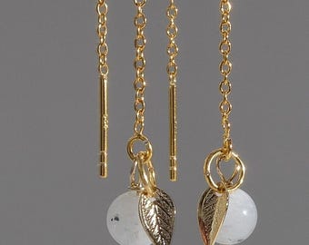 Moonstone 18K gold on 925 sterling silver threader