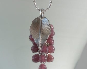 Handmade in Denmark, Lepidolite grapes pendant 925 sterling silver chain - Cluster pendant
