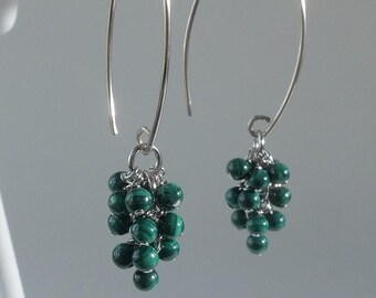 Handmade in Denmark, Handmade in DenmarkTiny malachite grapes earrings with 925 sterling silver ear wire