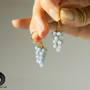 Sky blue agate cluster earrings with 24K gold on 925 sterling silver ear wire image 4