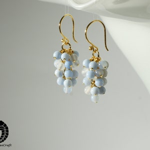 Sky blue agate cluster earrings with 24K gold on 925 sterling silver ear wire image 2