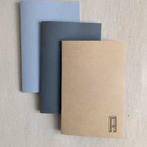 Set of 3 Personalized Neutral Lined Journals, Notebooks, Diaries