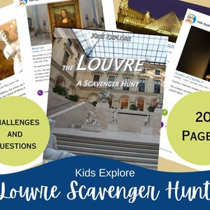 Louvre Scavenger Hunt, kids explore France, Printable, Downloadable Activity, Museum scavenger hunt, Paris travel activity, travel games