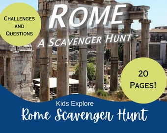 Kids Explore Rome, scavenger hunt, travel games, travel activity, Italy with kids, family travel games, kids activity, download, printable