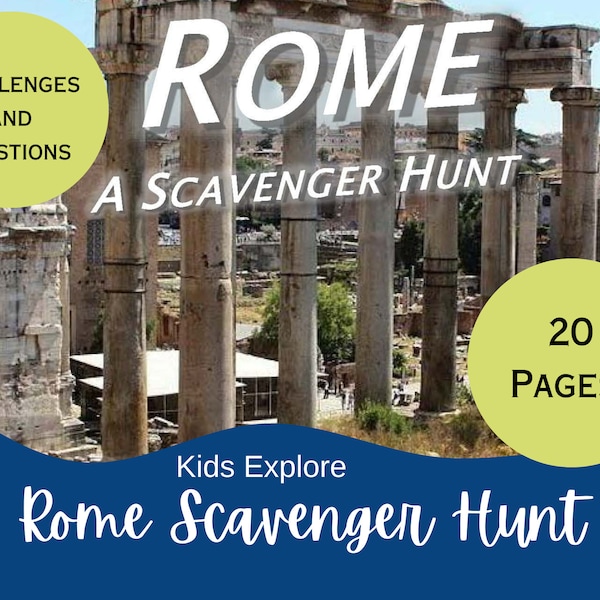 Kids Explore Rome, scavenger hunt, travel games, travel activity, Italy with kids, family travel games, kids activity, download, printable