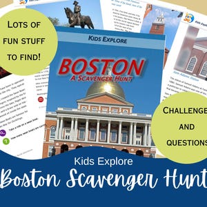 Boston Scavenger Hunt, Kids Activity, Downloadable or printable, Family travel, vacation activity, road trip games, discover America
