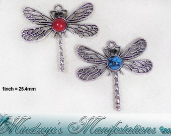 Antiqued Silver Dragonfly Charm/Pendants 41x45mm